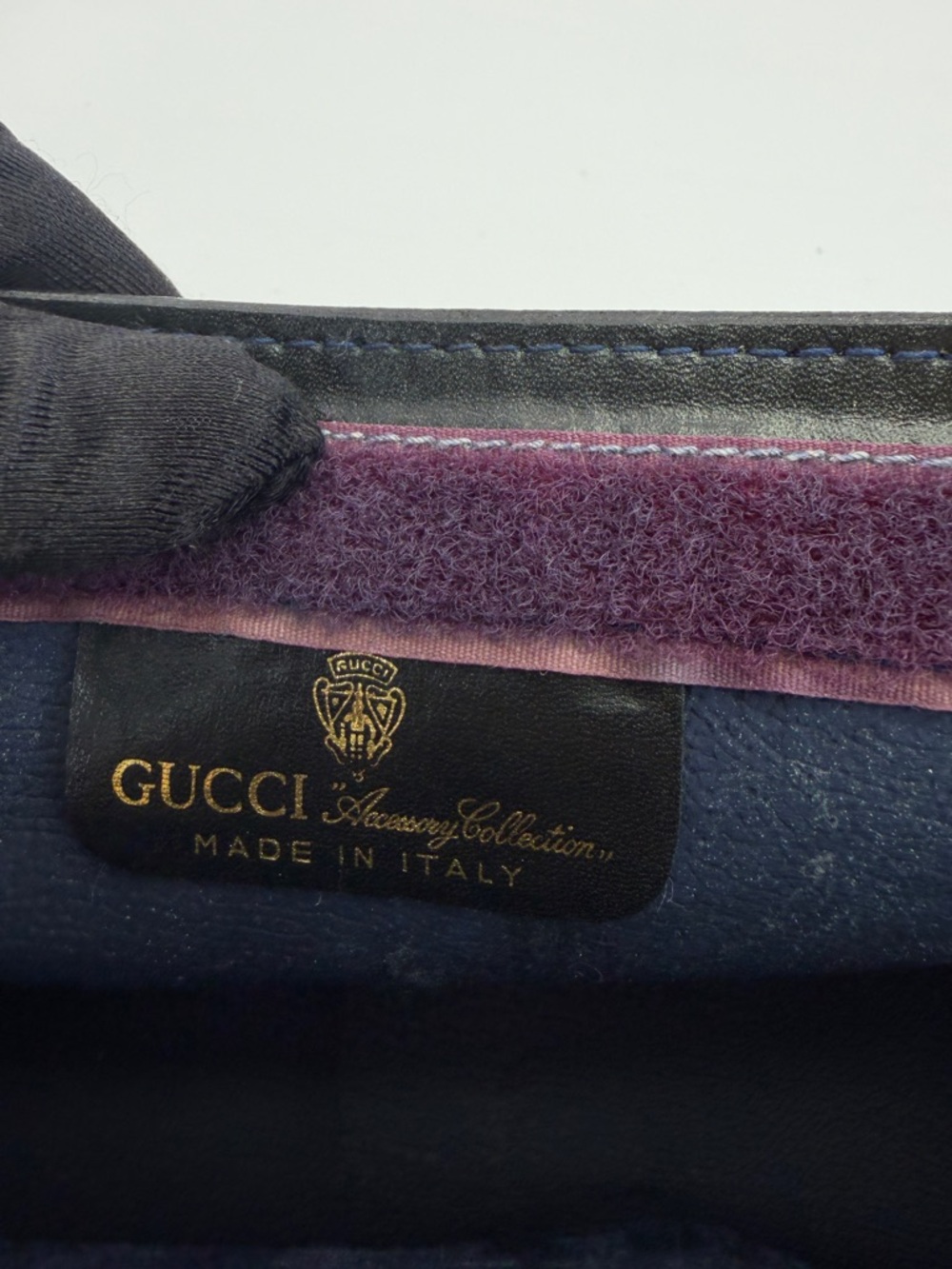 Gucci Vintage Sherry Line Navy-Red Stripe GG Supreme Canvas Clutch - Picture 9 of 11